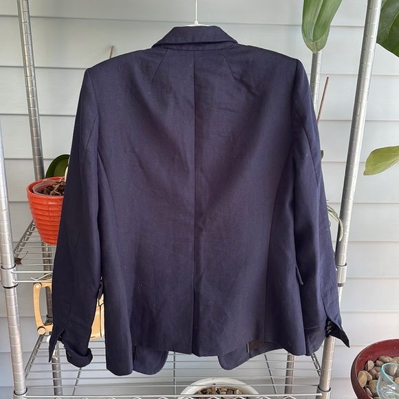 J. Crew 100% linen navy blue blazer suit jacket women's size 4 - Picture 5 of 6